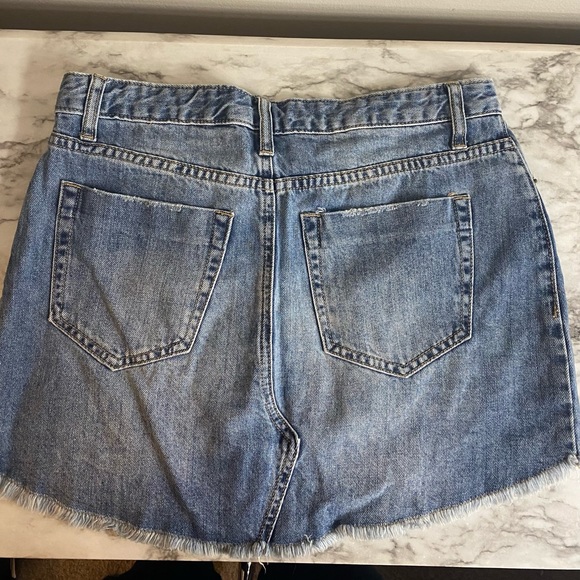 Distressed Denim Mini Skirt - Picture 2 of 6